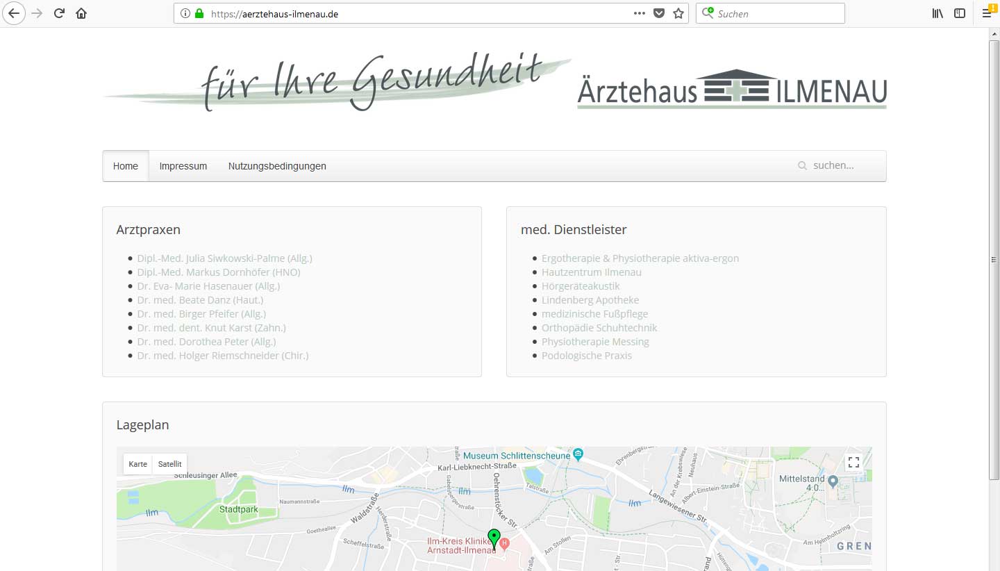 Aerztehaus Ilmenau Webseitenprogrammierung und Gestaltung, Logoentwicklung