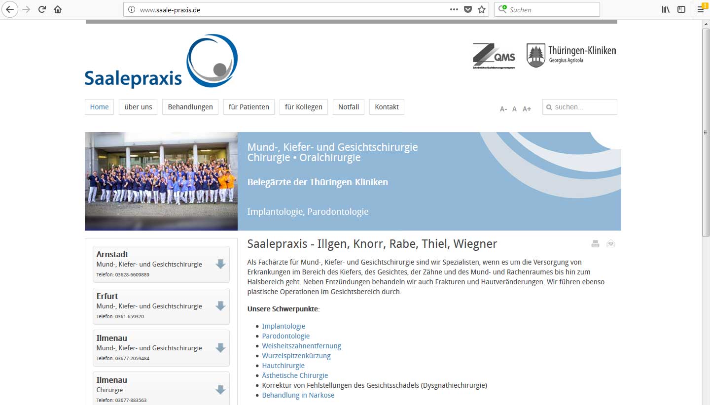 Saalepraxis Logoentwicklung Webseitengestaltung und Programmierung